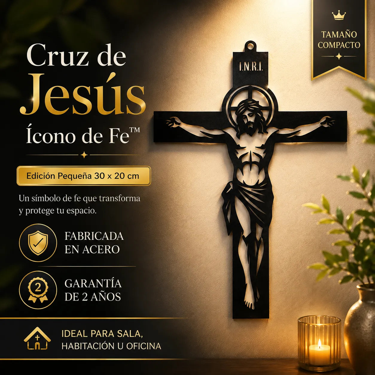Cruz de Jesús Ícono de Fe™ – Edición Pequeña 30 × 20 cm ✝️🔥