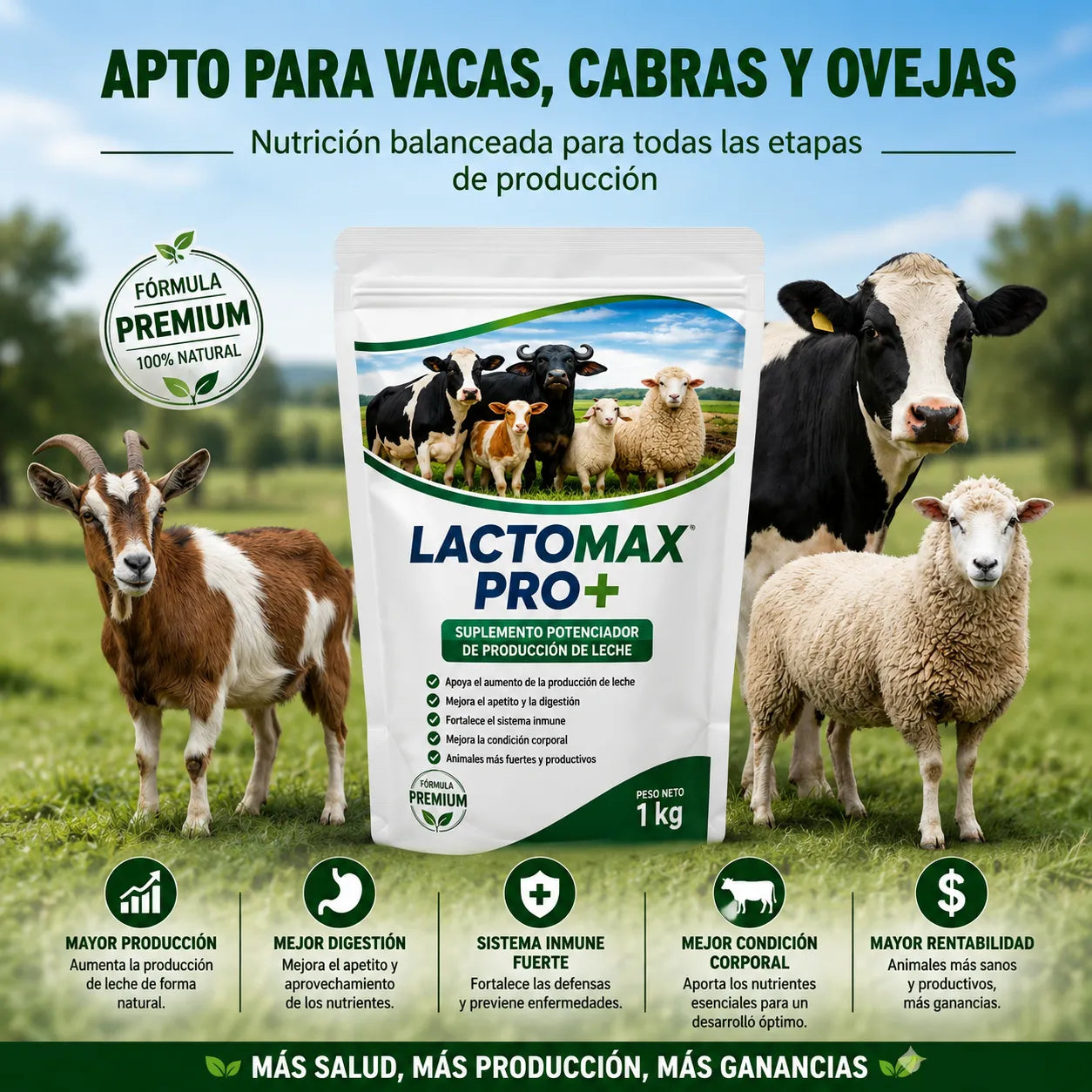 LactoMax Pro+ Suplemento potenciador de producción de leche : mayor producción y mejor calidad. 1 Kg 🐄🥛