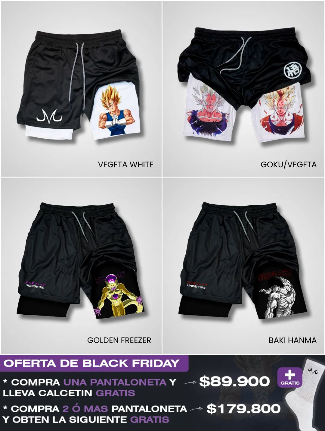 Pantalonetas Anime ⚔️ Gym  Secado Rápido + Licra Interna de Alto Rendimiento 🔥