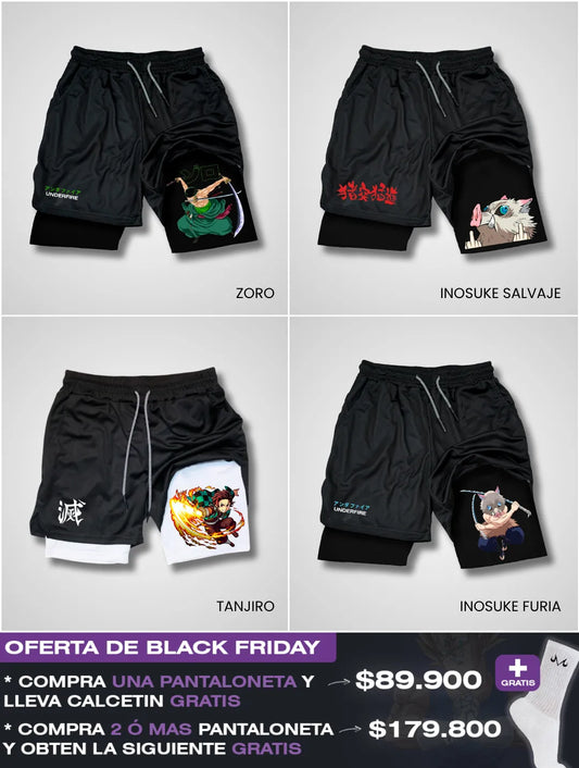 Pantalonetas Anime ⚔️ Gym  Secado Rápido + Licra Interna de Alto Rendimiento 🔥