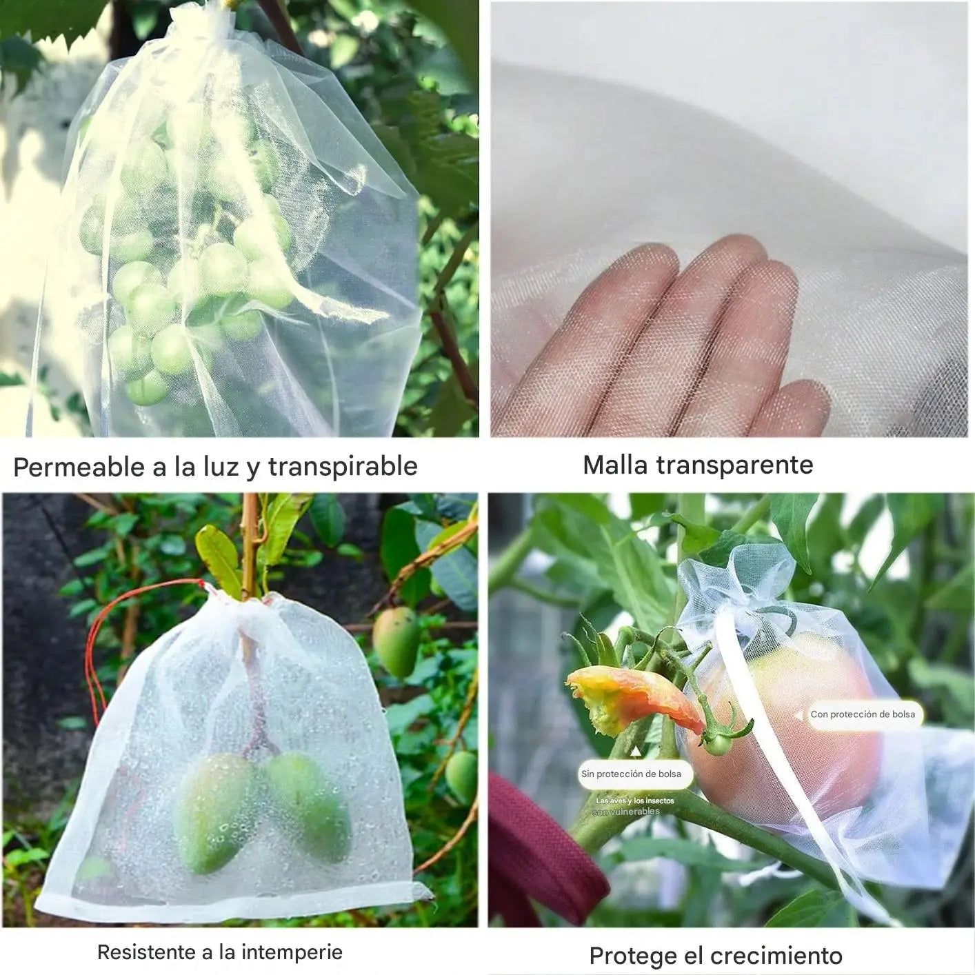 Bolsa de malla a prueba de insectos para frutas flores  y verduras