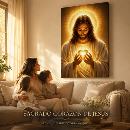 Cuadro Protector Sagrado Corazón de Jesús™ – Luz, Amor y Fe para tu Hogar ❤️✝️