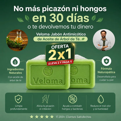 🍃Veloma Jabón Antimicótico de Aceite de Árbol de TE. 2X1 🔥🧼