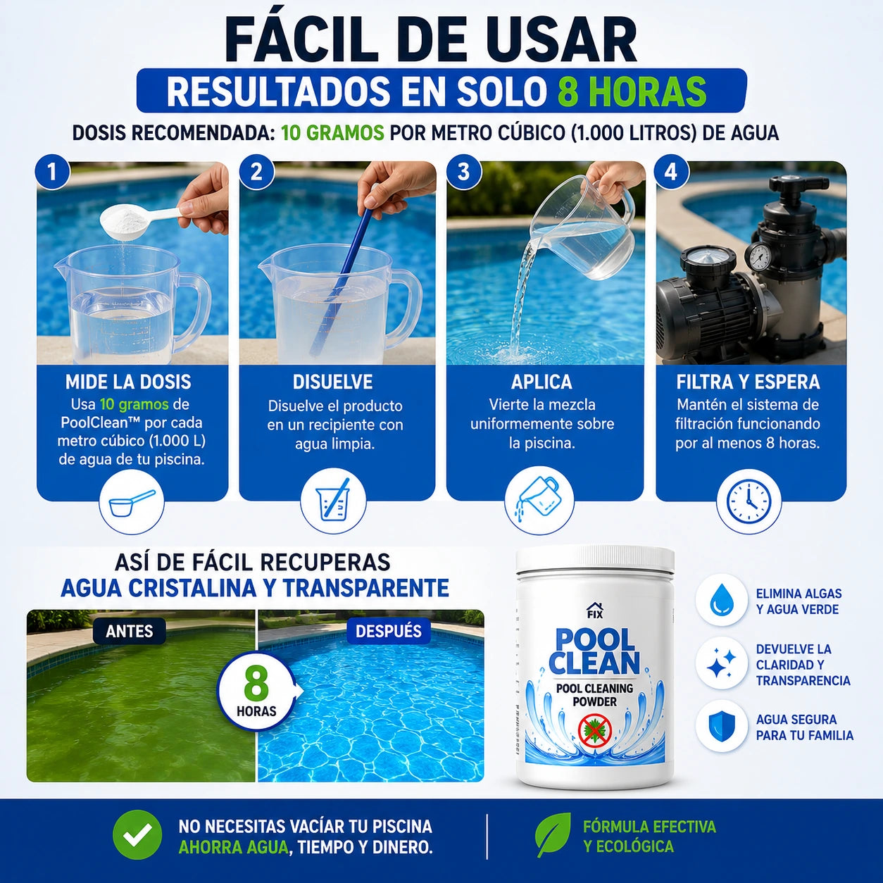 PoolClean™ | Fórmula Recuperadora de Agua Cristalina para Piscinas y Albercas 🏊‍♂️💧