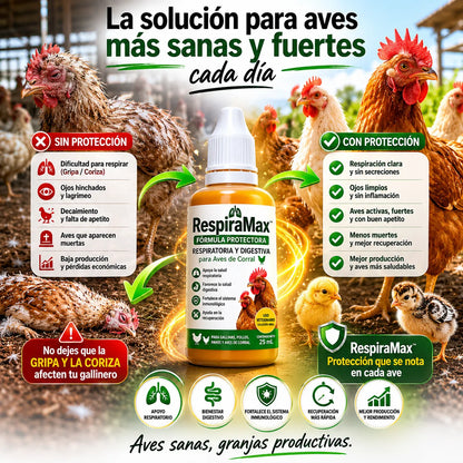 RespiraMax™ Fórmula Protectora Respiratoria y Digestiva para Aves de Corral 🐔