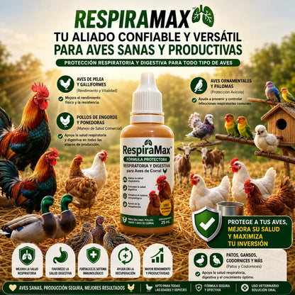 RespiraMax™ Fórmula Protectora Respiratoria y Digestiva para Aves de Corral 🐔