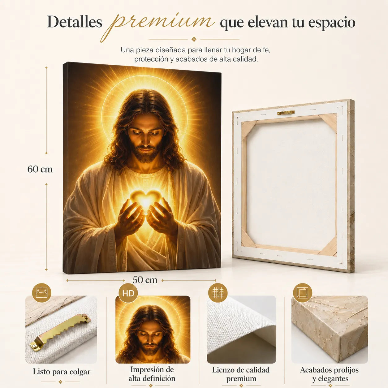 Cuadro Protector Sagrado Corazón de Jesús™ – Luz, Amor y Fe para tu Hogar ❤️✝️