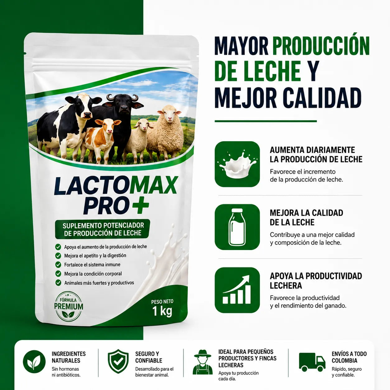 LactoMax Pro+ Suplemento potenciador de producción de leche : mayor producción y mejor calidad. 1 Kg 🐄🥛
