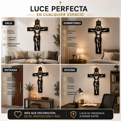 CRUZ DE JESUS EN ACERO ✝️⭐-Protección y Fe para tu Hogar 🕊️
