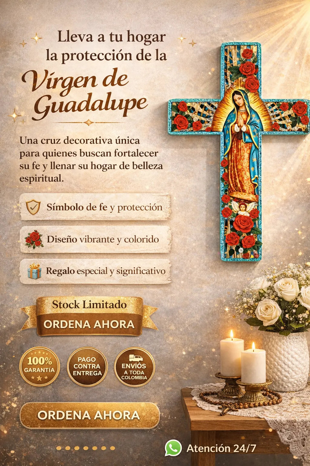 ✝🌟Cruz Bendecida de la Virgen para atraer fe, paz y protección en tu hogar 🕊✨