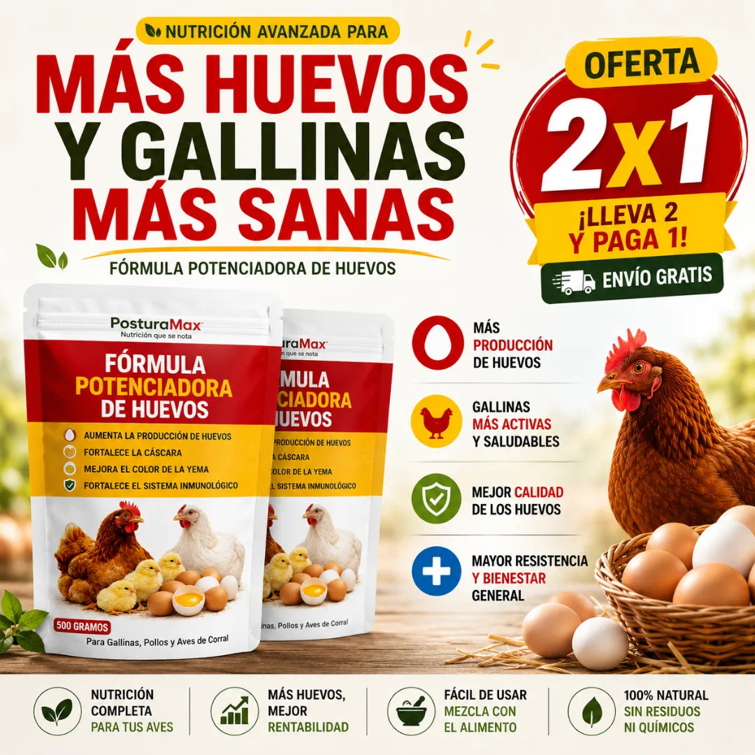 PosturaMax™ Fórmula potenciadora de la producción de huevos de aves de corral: aumenta la producción de huevos de forma natural. 🐓🥚