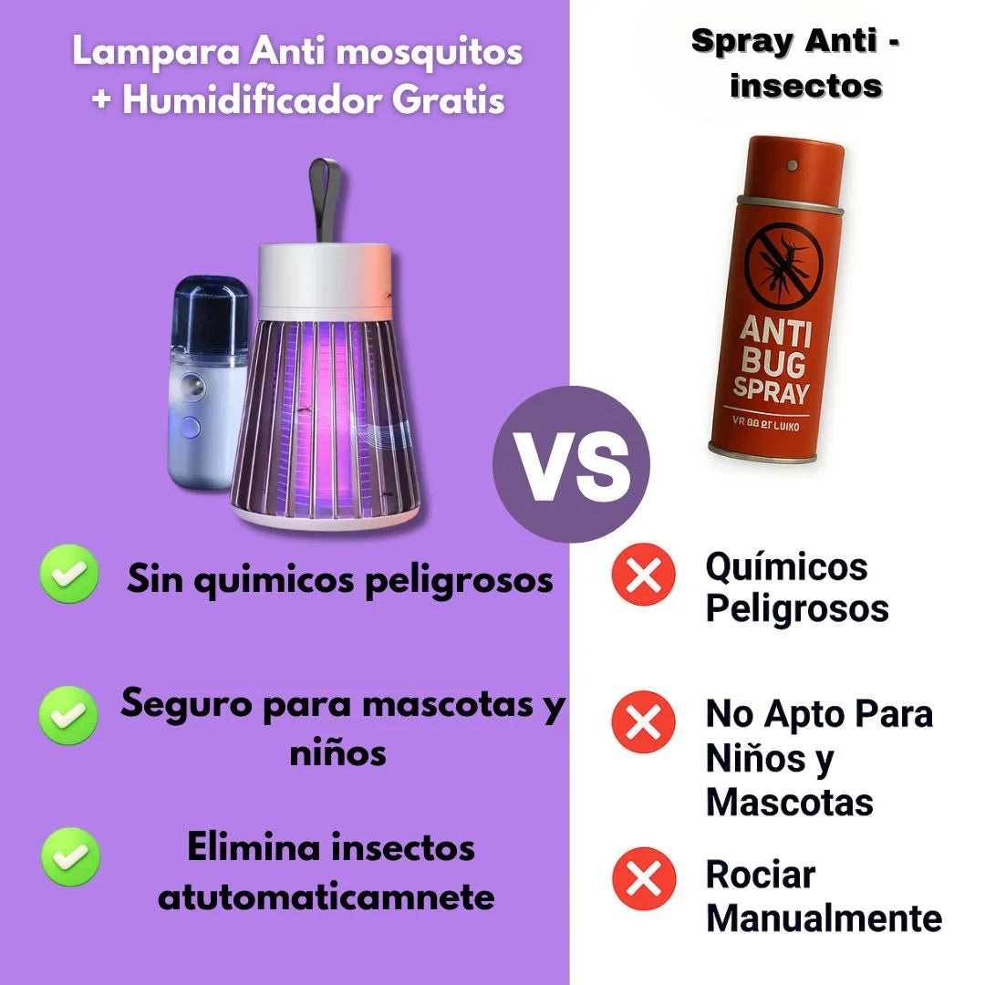 MosqiShock l Lampara Anti mosquitos + Humidificador Nano GRATIS