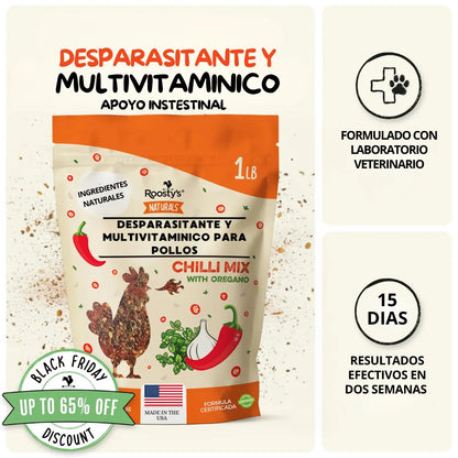 Desparasitante + Multivitamínico Natural para Aves de Corral – 500g Evita enfermedades y Acelera tu producción🐣🐤🐓¡Resultados desde los primeros días!✅