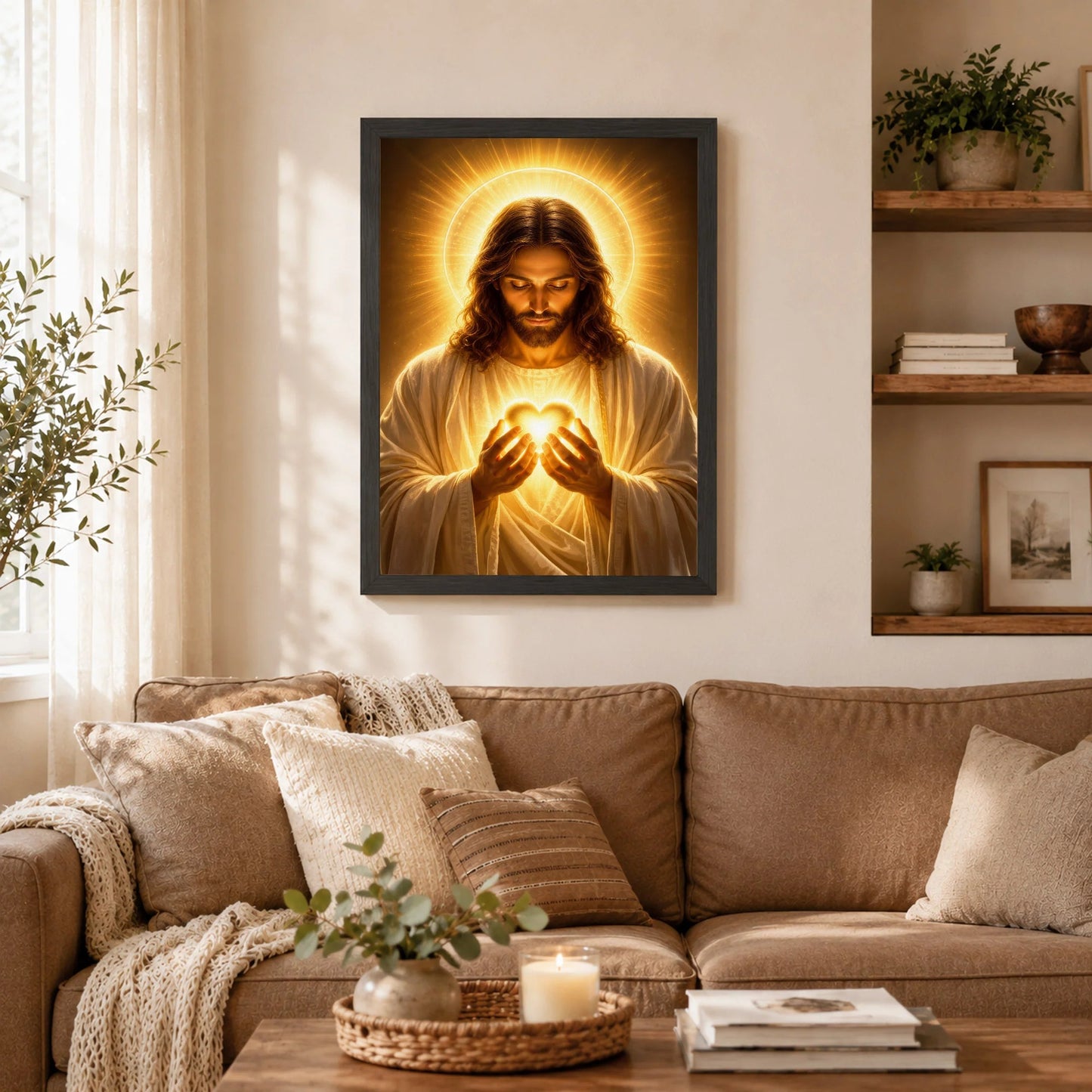 Cuadro Protector Sagrado Corazón de Jesús™ – Luz, Amor y Fe para tu Hogar ❤️✝️