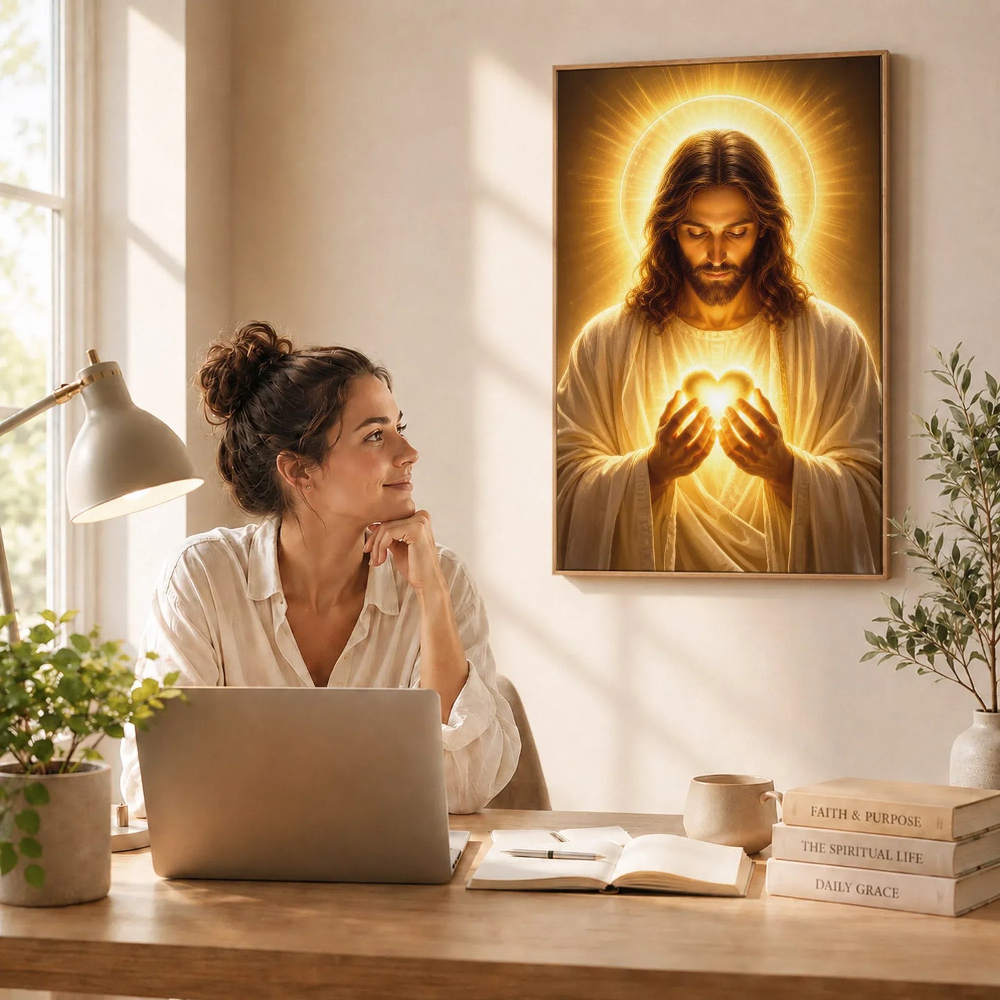 Cuadro Protector Sagrado Corazón de Jesús™ – Luz, Amor y Fe para tu Hogar ❤️✝️