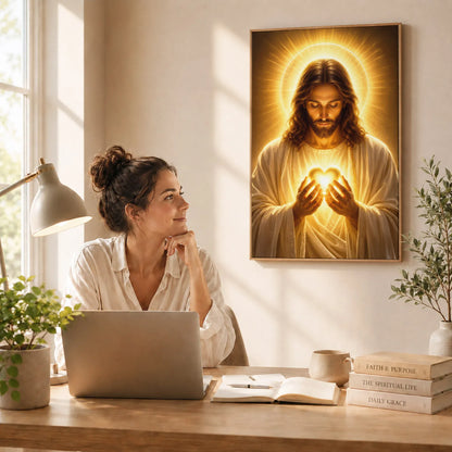 Cuadro Protector Sagrado Corazón de Jesús™ – Luz, Amor y Fe para tu Hogar ❤️✝️