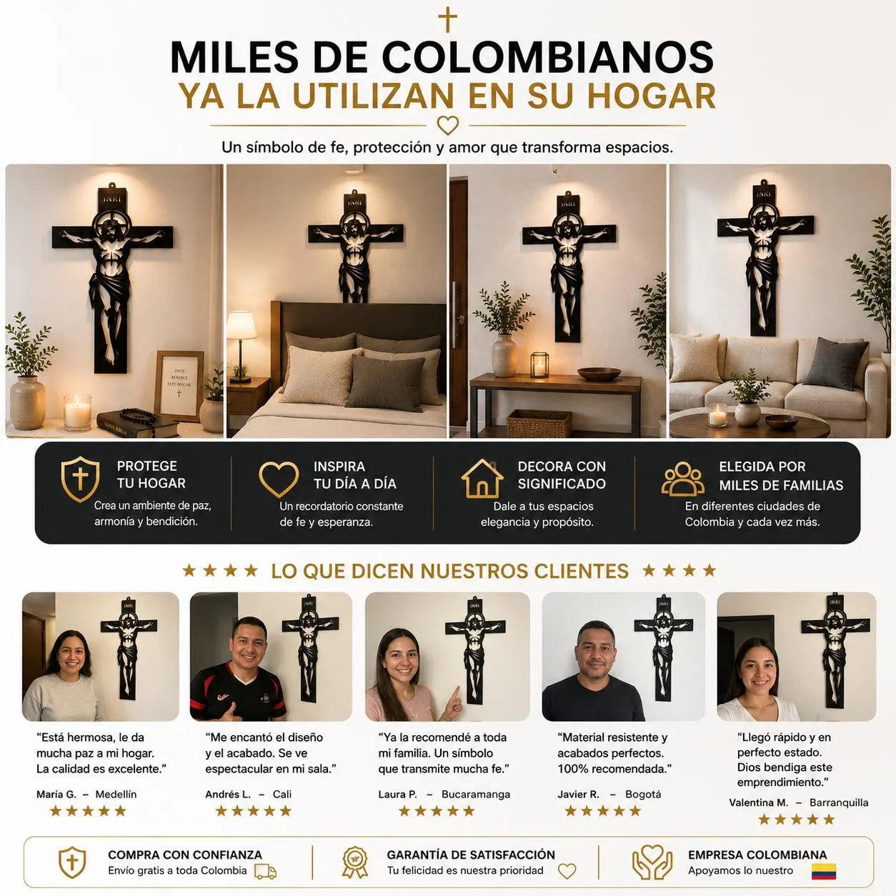 CRUZ DE JESUS EN ACERO ✝️⭐-Protección y Fe para tu Hogar 🕊️